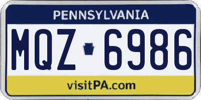 PA license plate MQZ6986