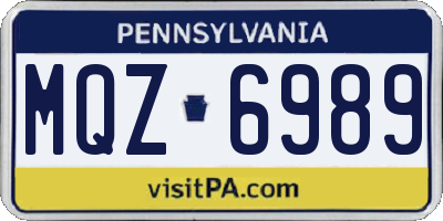 PA license plate MQZ6989