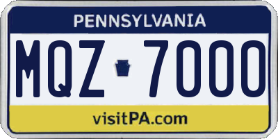 PA license plate MQZ7000