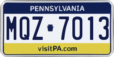 PA license plate MQZ7013