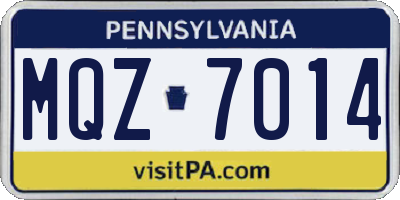 PA license plate MQZ7014