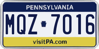 PA license plate MQZ7016