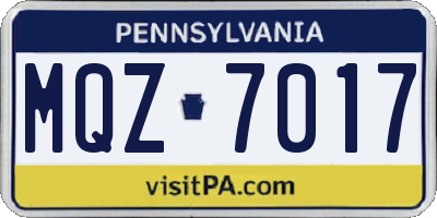 PA license plate MQZ7017