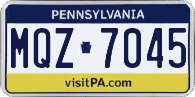 PA license plate MQZ7045