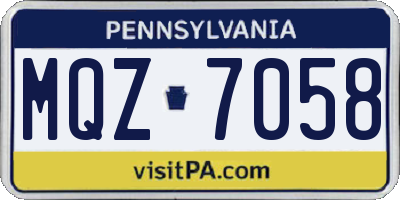 PA license plate MQZ7058