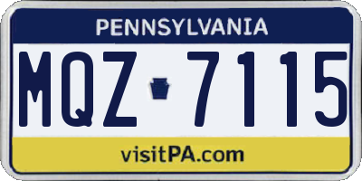 PA license plate MQZ7115
