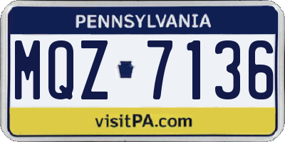 PA license plate MQZ7136