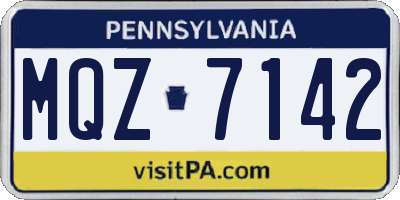 PA license plate MQZ7142