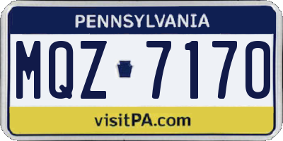 PA license plate MQZ7170