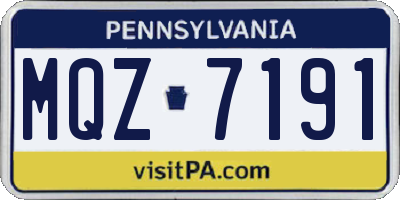 PA license plate MQZ7191