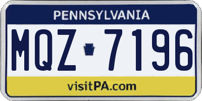 PA license plate MQZ7196