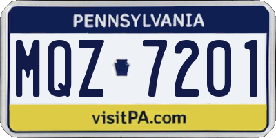 PA license plate MQZ7201