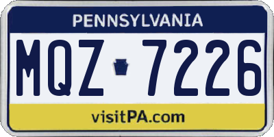 PA license plate MQZ7226