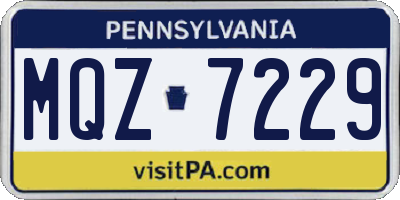 PA license plate MQZ7229