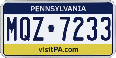 PA license plate MQZ7233