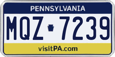 PA license plate MQZ7239