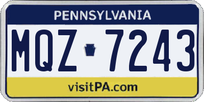 PA license plate MQZ7243