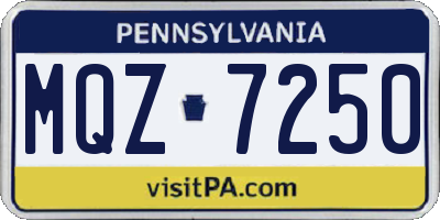 PA license plate MQZ7250