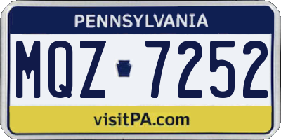 PA license plate MQZ7252