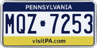 PA license plate MQZ7253