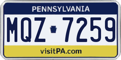 PA license plate MQZ7259