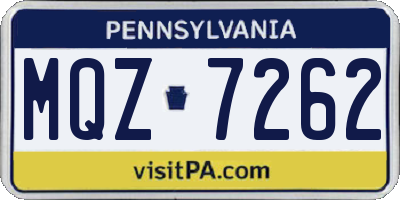 PA license plate MQZ7262