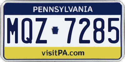 PA license plate MQZ7285
