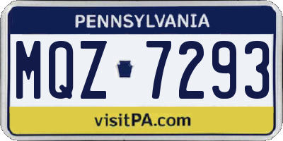 PA license plate MQZ7293
