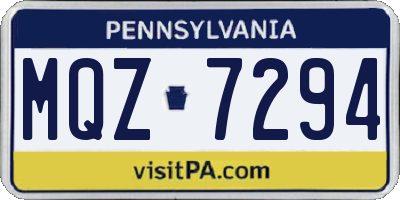 PA license plate MQZ7294