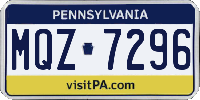 PA license plate MQZ7296