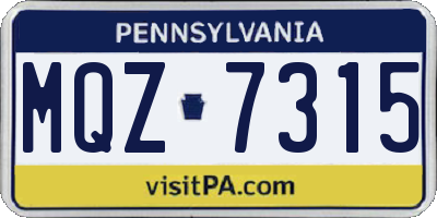 PA license plate MQZ7315