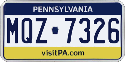 PA license plate MQZ7326