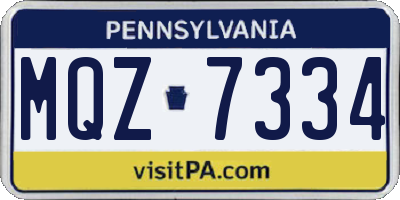 PA license plate MQZ7334