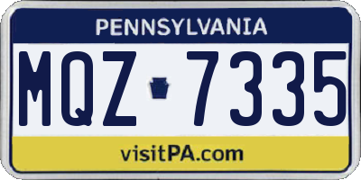 PA license plate MQZ7335