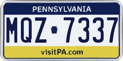 PA license plate MQZ7337