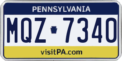 PA license plate MQZ7340