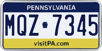 PA license plate MQZ7345