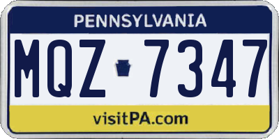 PA license plate MQZ7347