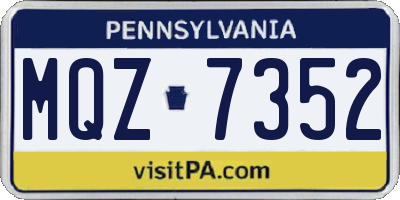 PA license plate MQZ7352