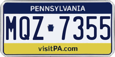 PA license plate MQZ7355