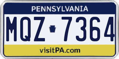 PA license plate MQZ7364
