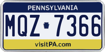 PA license plate MQZ7366