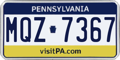 PA license plate MQZ7367