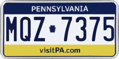 PA license plate MQZ7375
