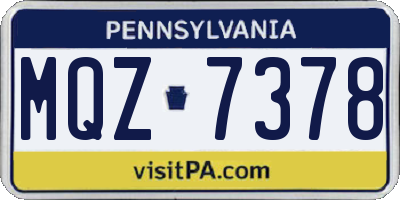 PA license plate MQZ7378