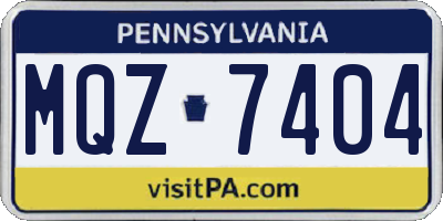 PA license plate MQZ7404