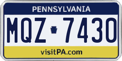 PA license plate MQZ7430