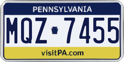 PA license plate MQZ7455