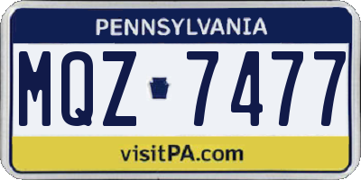 PA license plate MQZ7477
