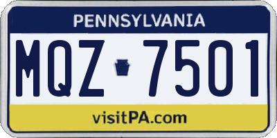PA license plate MQZ7501